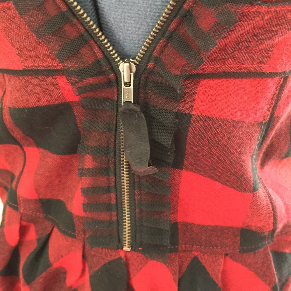 American Eagle Outfitters Black and Red Tartan and Raw Edge Tulle Dress Size 4 - Picture 2 of 5